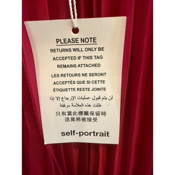 NWT Self-Portrait Fuchsia Pink Pleated Chiffon Midi Dress Size 10 - Picture 15 of 16